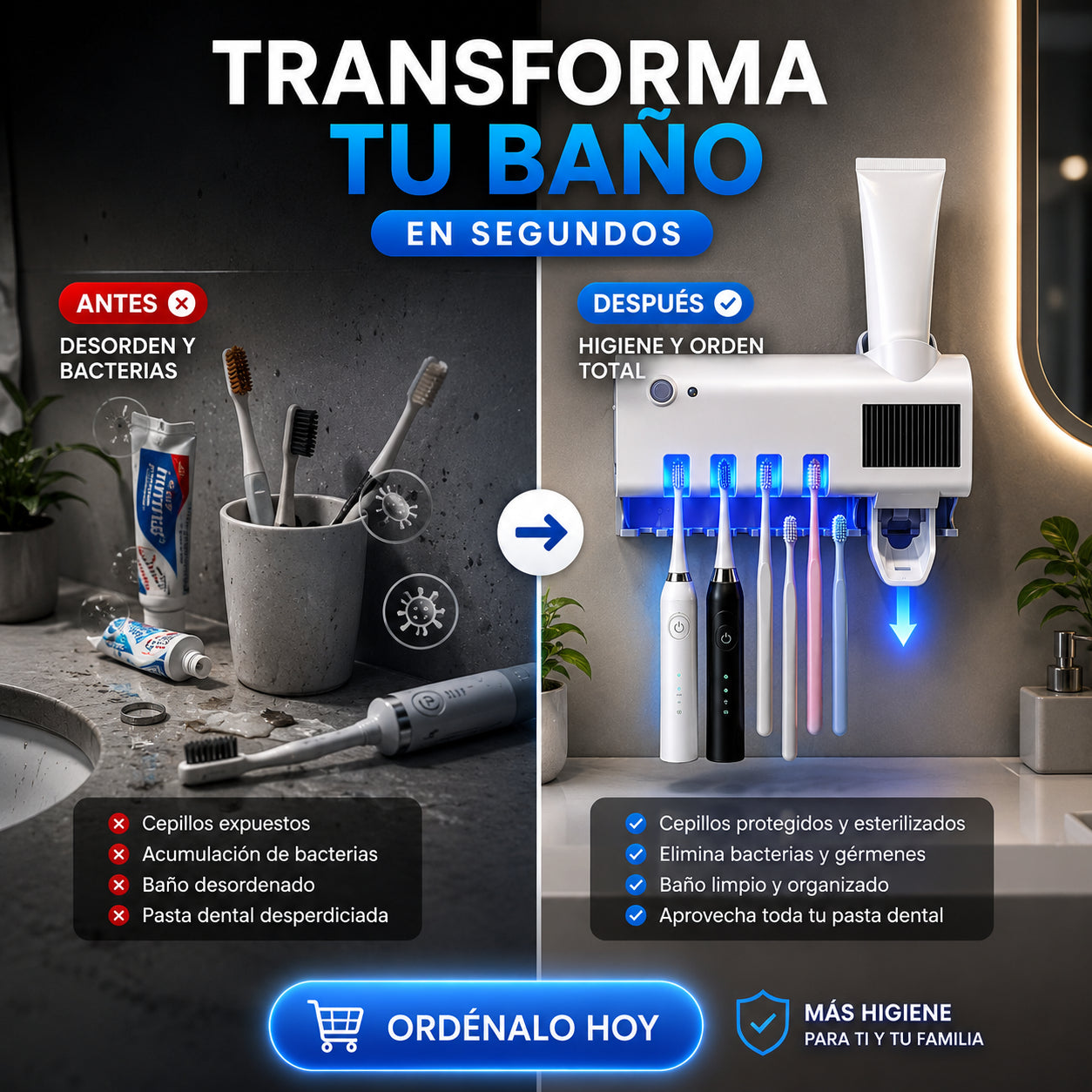 ORGANIZADOR Y ESTERILIZADOR DE CEPILLOS