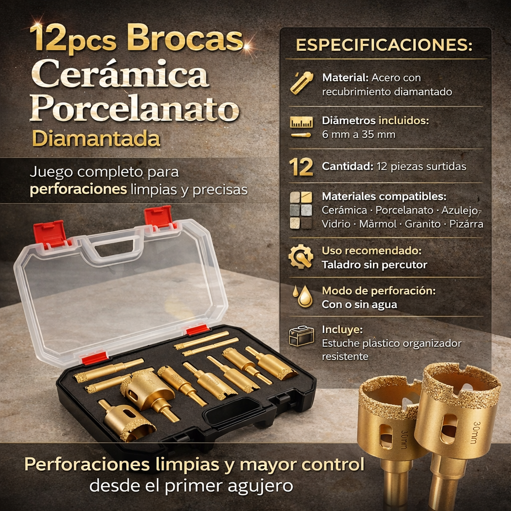 BROCAS DIAMANTADAS 12PCS