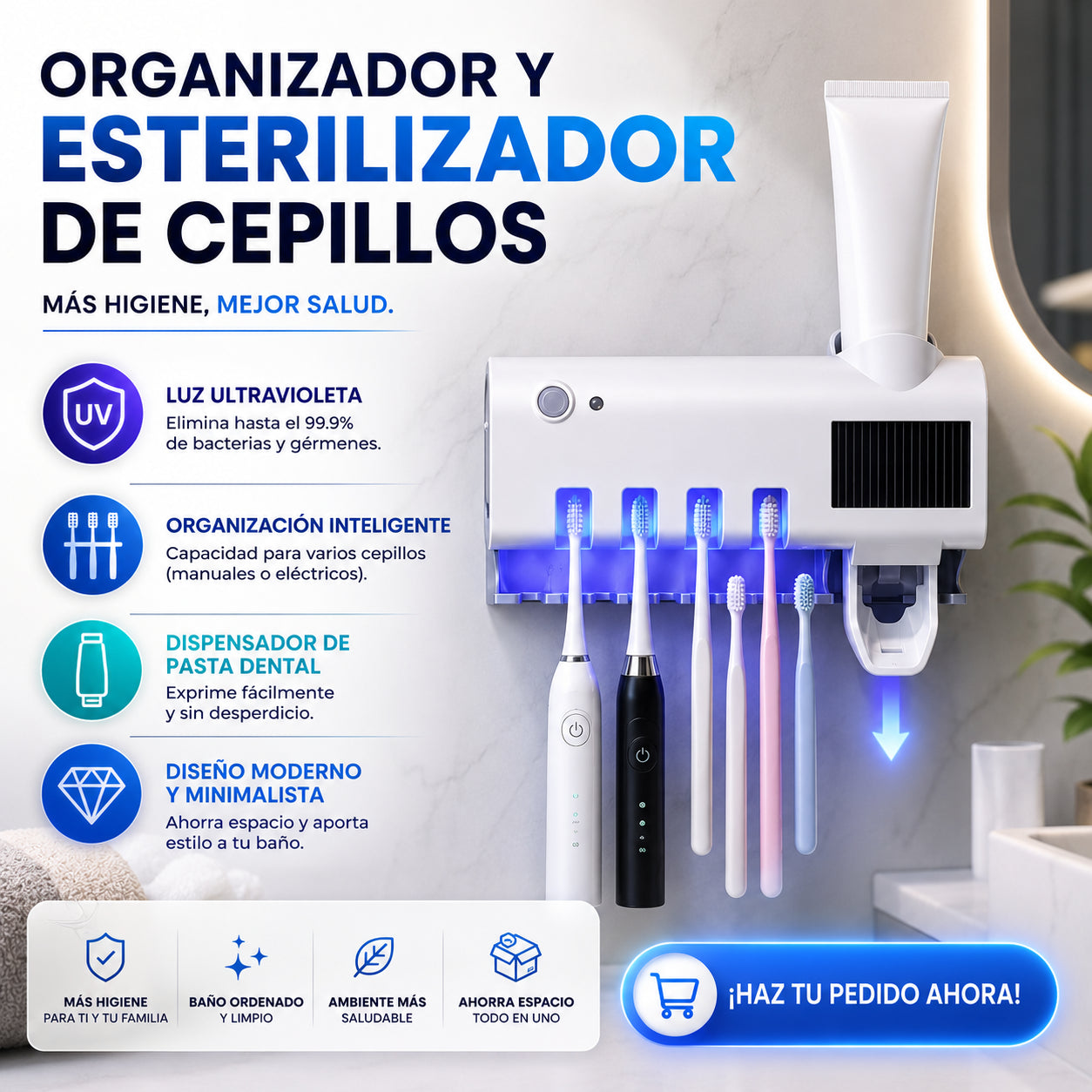 ORGANIZADOR Y ESTERILIZADOR DE CEPILLOS