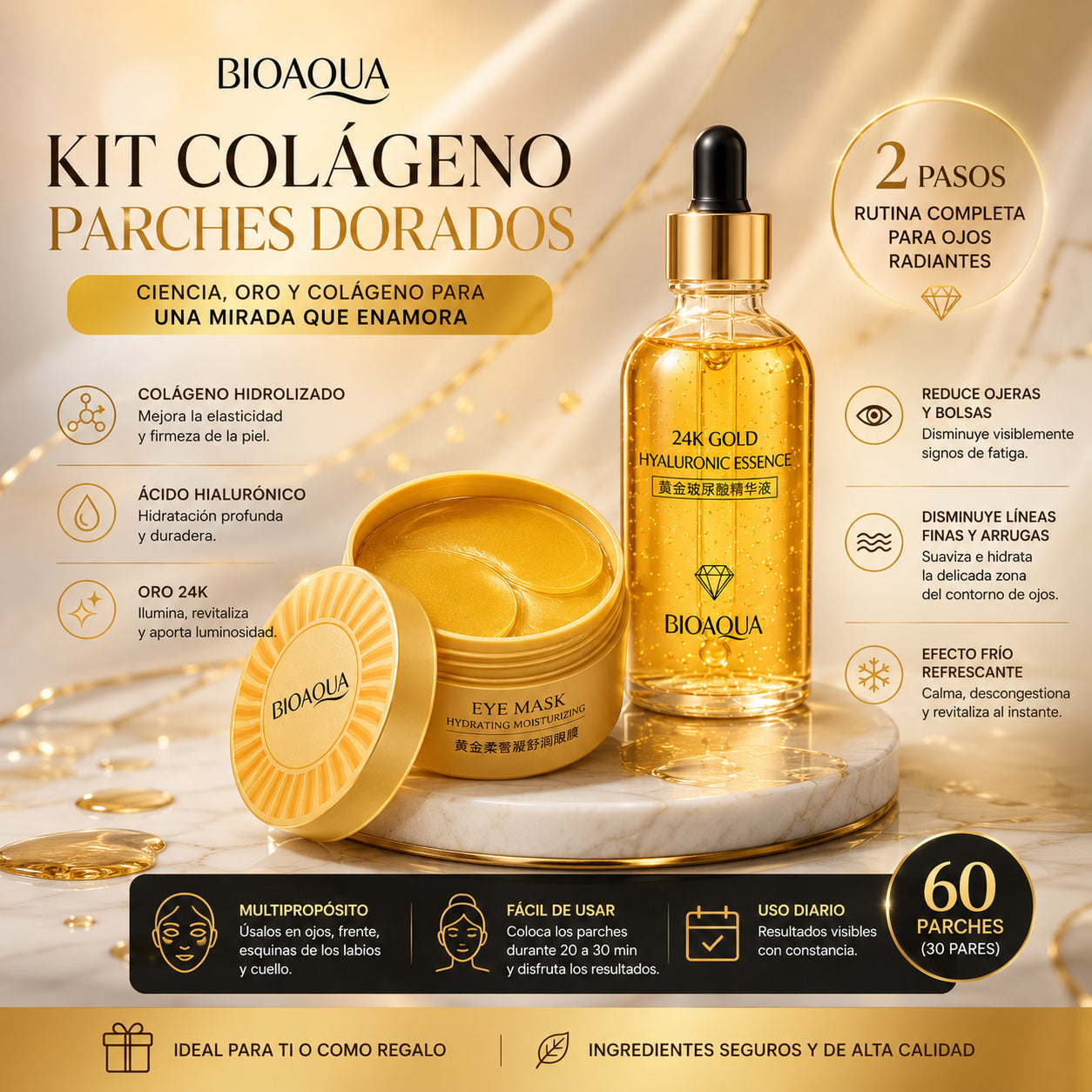 Kit Colágeno Parches Dorados