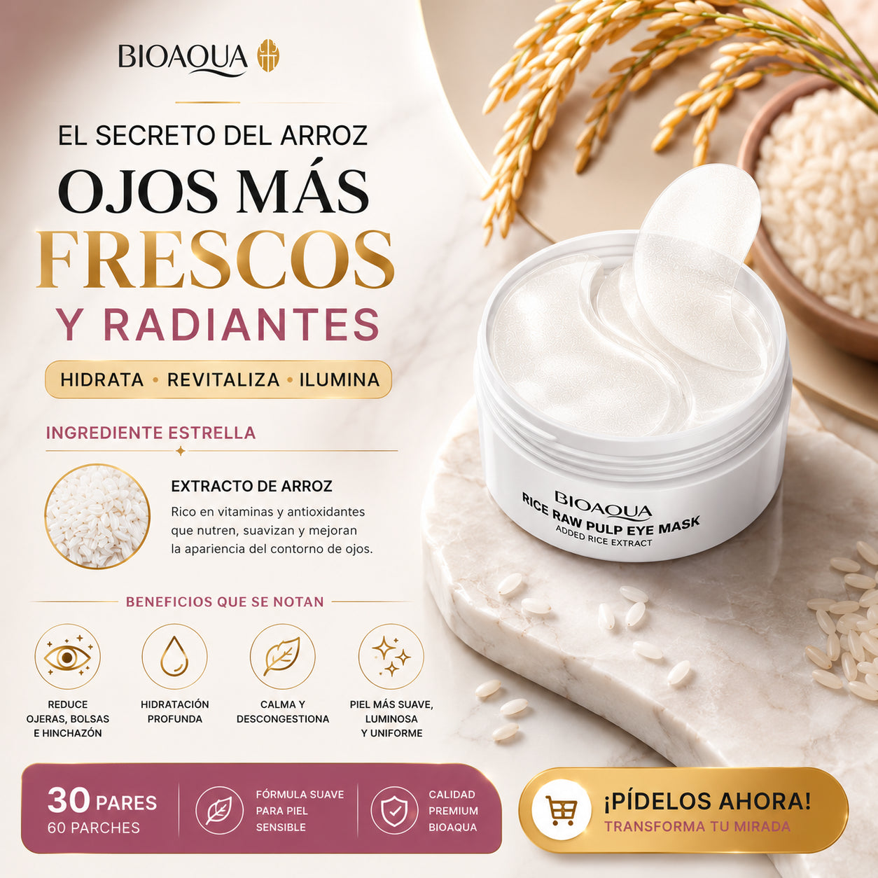Parches de Arroz Para Ojeras - Bioaqua