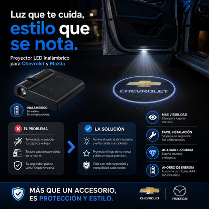 PROYECTOR LUZ LED CARRO CHEVROLET Y MAZDA