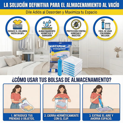 Bolsa al Vacío Reutilizable + Bomba Manual Gratis